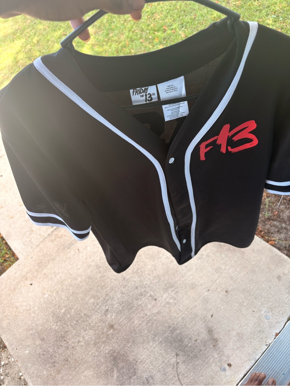 Friday the 13th Kids' Black Baseball Jersey with Red F13 Script